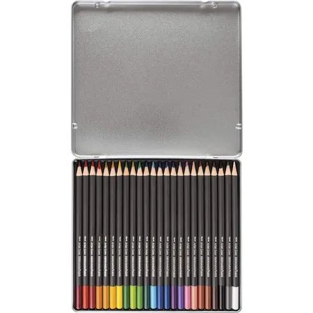 Eberhard Faber Aquarellbuntstifte Metalletui mit Pinsel, 24 Stück