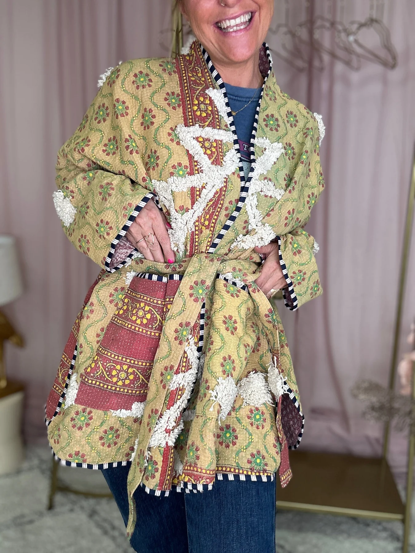 Sissel Edelbo Hedvig Tufted Jacket SE 1389 tufted kantha blanket yellow