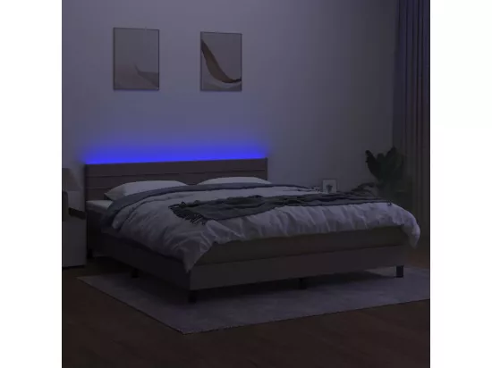 Sommier tapissier avec matelas et LED Taupe 180x200 cm Tissu