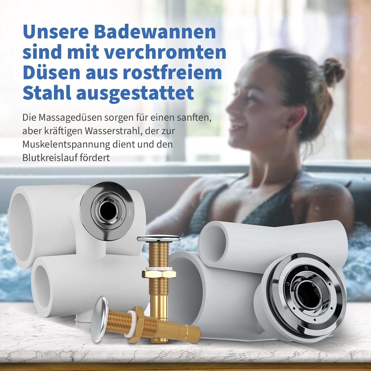 AQUADE Whirlpоol Badewanne 180x120 cm Acryl Badewanne Modell: Hamburg Badеwanne Komplettset Wellness Badеwanne 2 Personen - Wählen Sie Ihre perfekte Wanne/Whirlpоol: Basic, Classic, Air-Relax, Lux