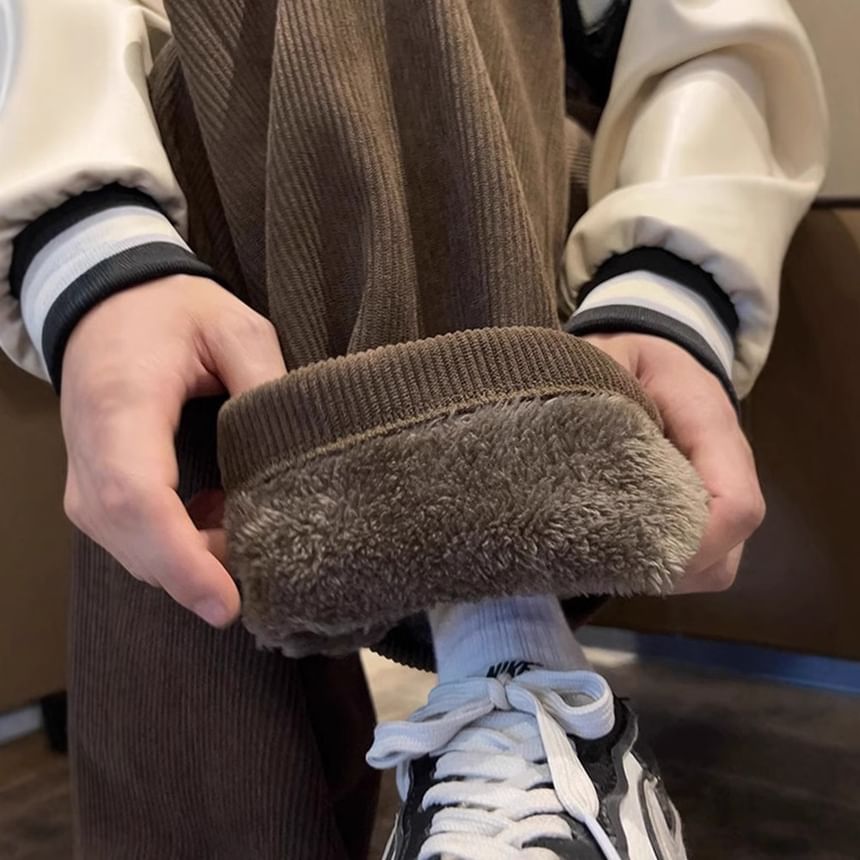 WidoWilder - Fleece gevoerde broek met hoge taille en wijde pijpen