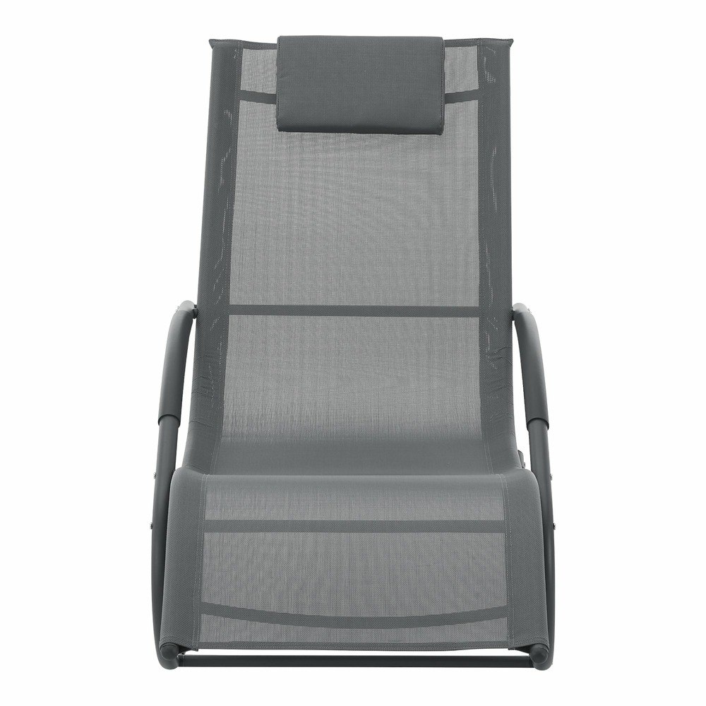 Bain de soleil à bascule tarent acier textile 174 x 63 x 88 cm gris foncé