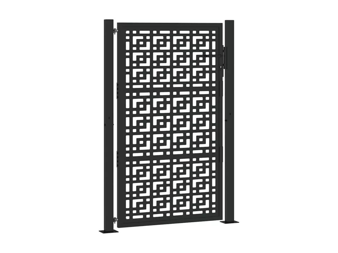 Portail de jardin noir 105x155 cm acier conception croisée