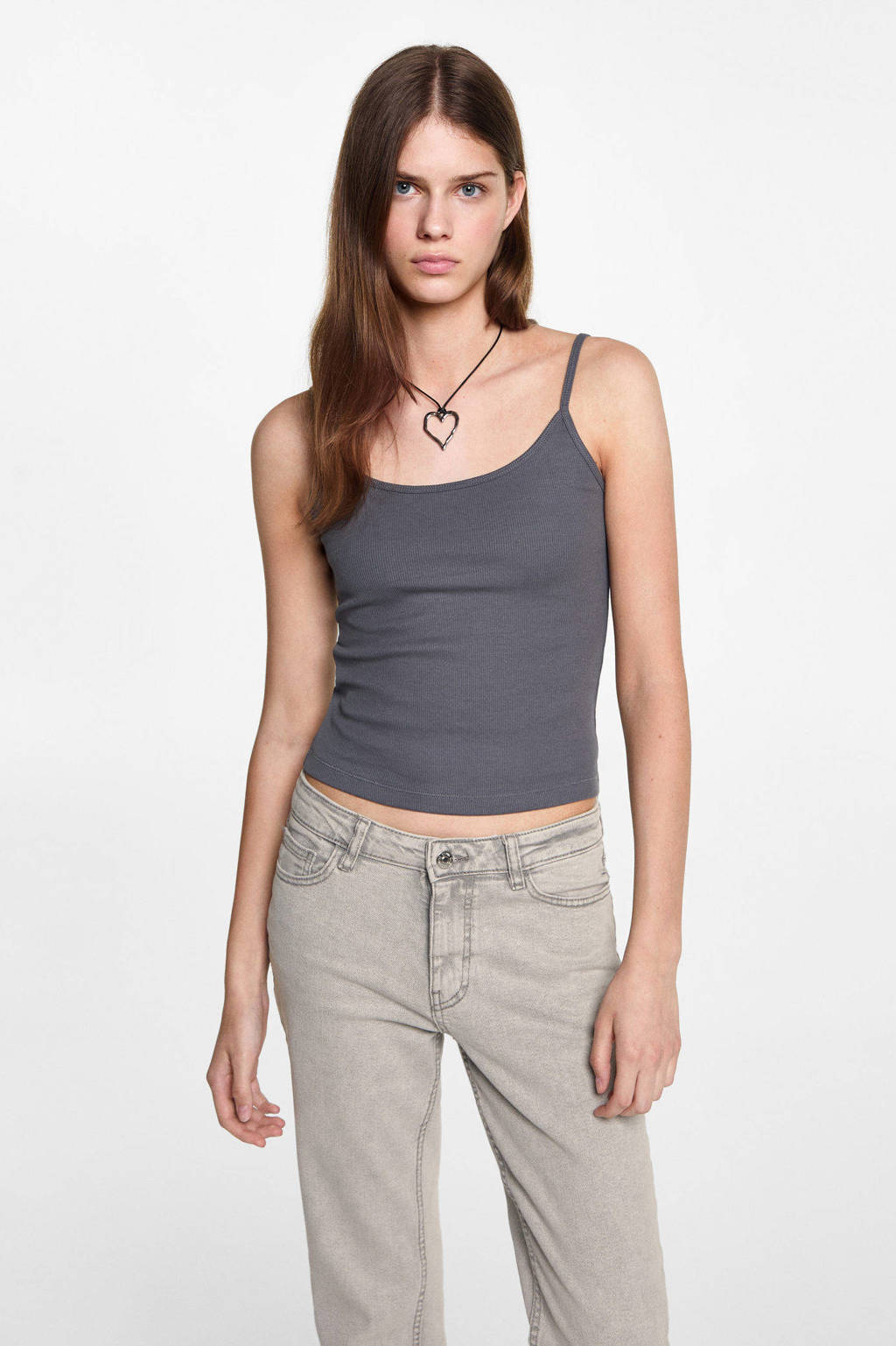 MANGO TEEN cropped flared jeans changeant grijs
