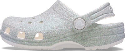 Crocs Classic Iridescent Glitter Kids Sandaler, Hvit