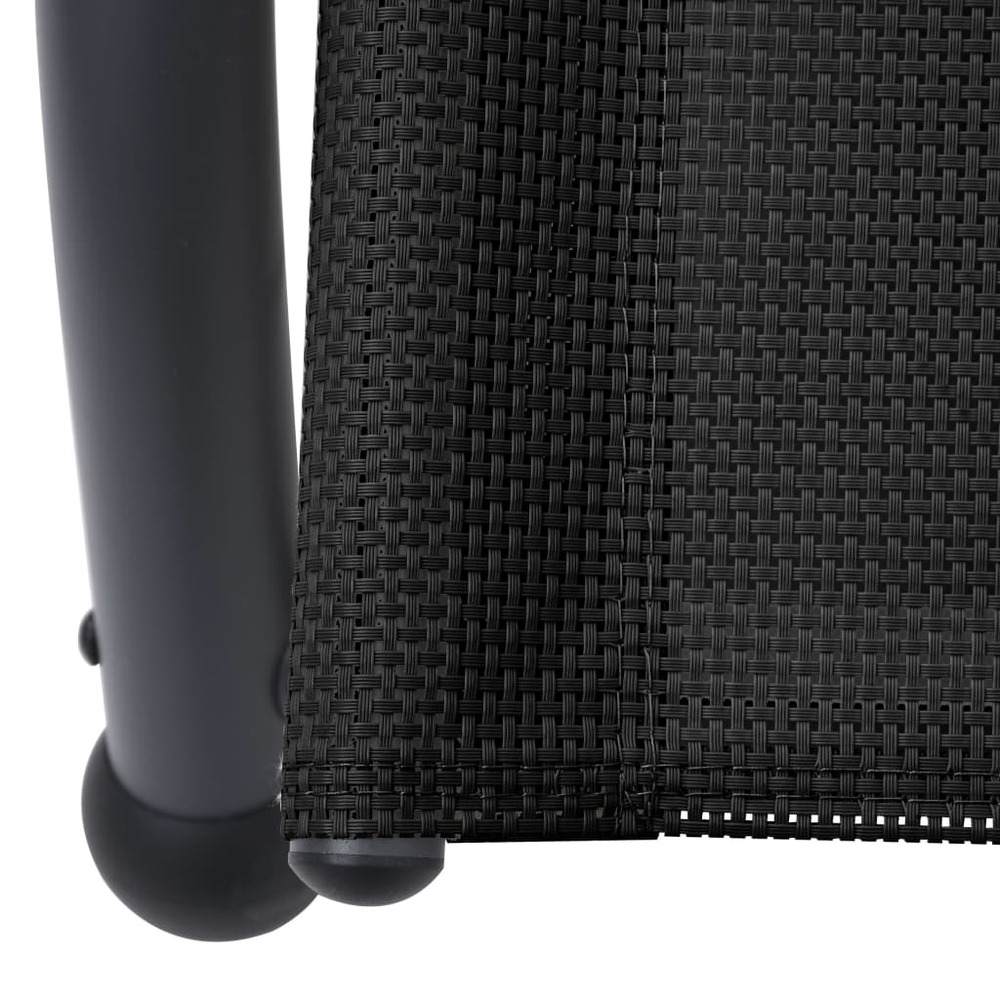 Transat chaise longue bain de soleil lit de jardin terrasse meuble d'extérieur double avec auvent textilène noir
