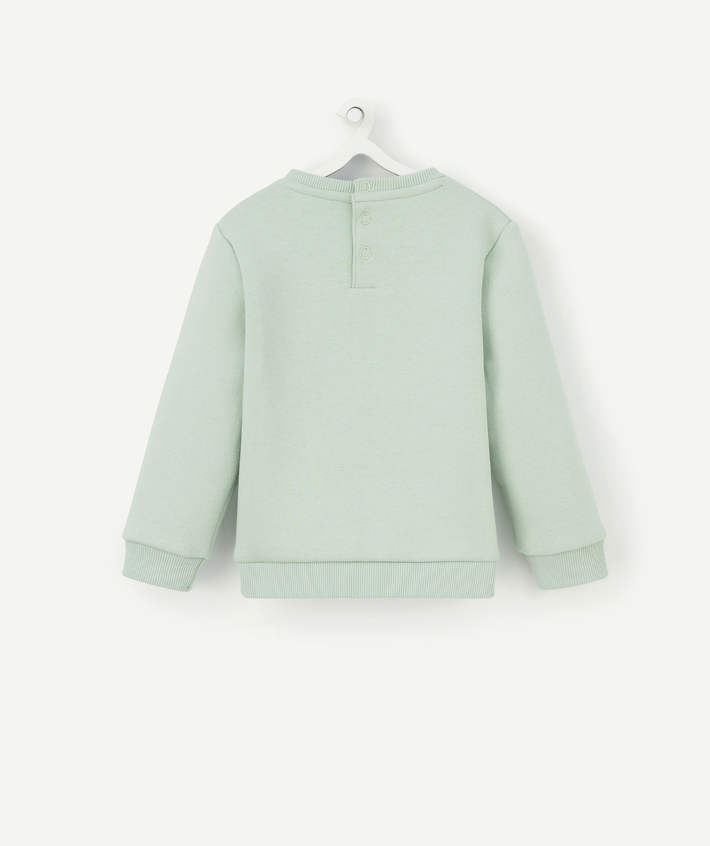 SWEAT VERT AVEC MESSAGE EN BOUCLETTE EN FIBRES RECYCLÉES