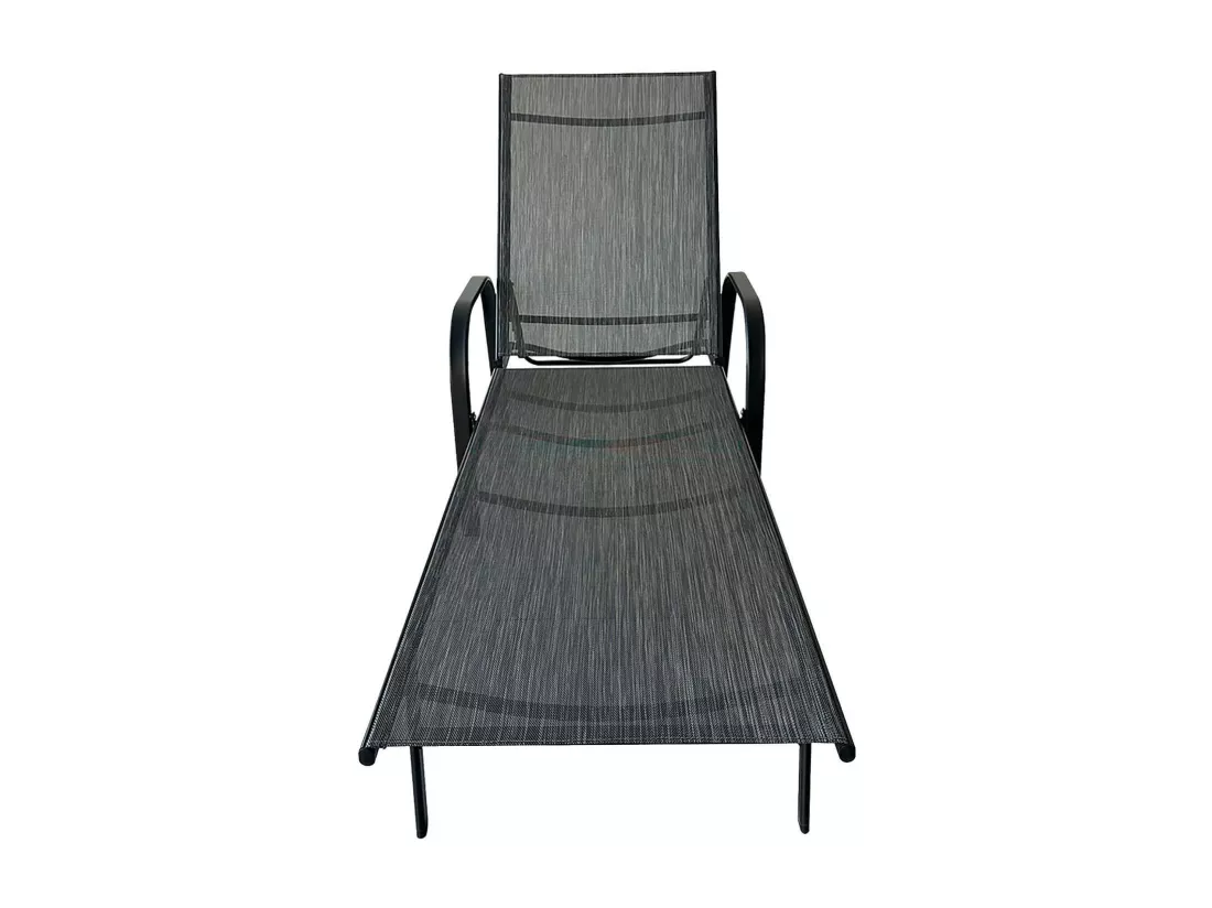 Chaise Longue Rebecca Mobili Oriri 95x195x69 Acier Polyester Gris Foncé Noir Moderne