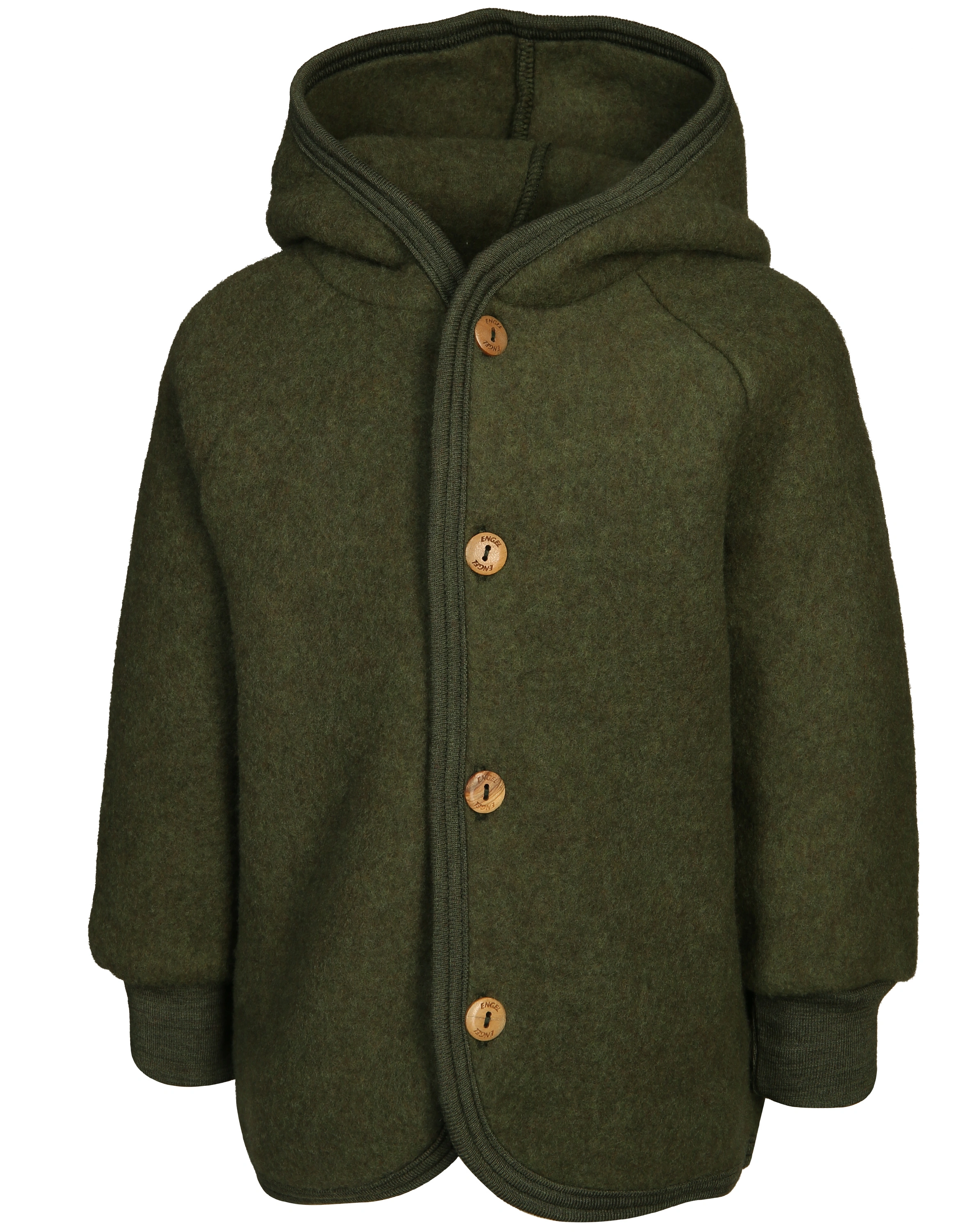 Wollfleece-Kapuzenjacke HOLZKNÖPFE in schilf melange