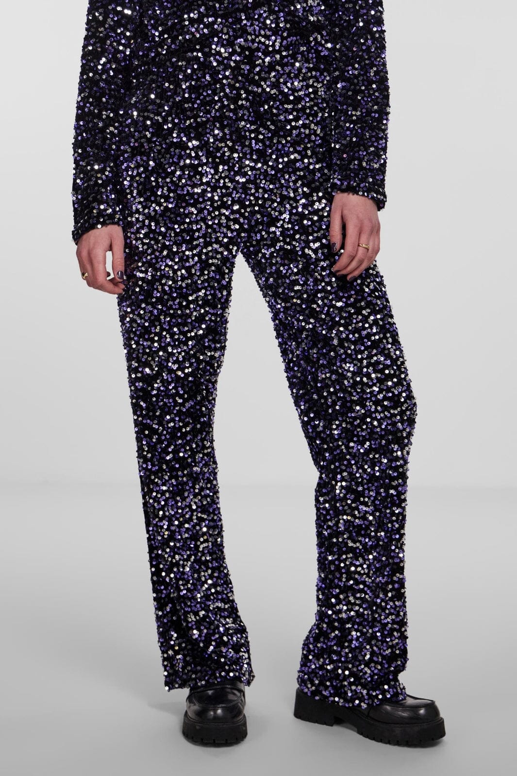 Pieces Pckam Wide Pant 4450511 black purple sequins