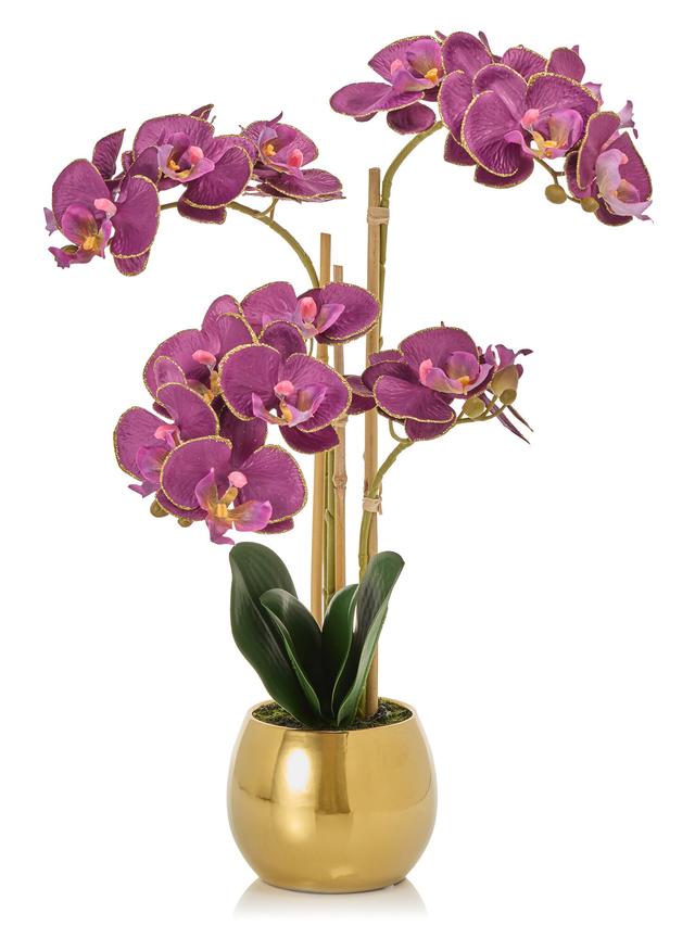 Deko-Orchidee in Gold-Keramiktopf, 51 cm