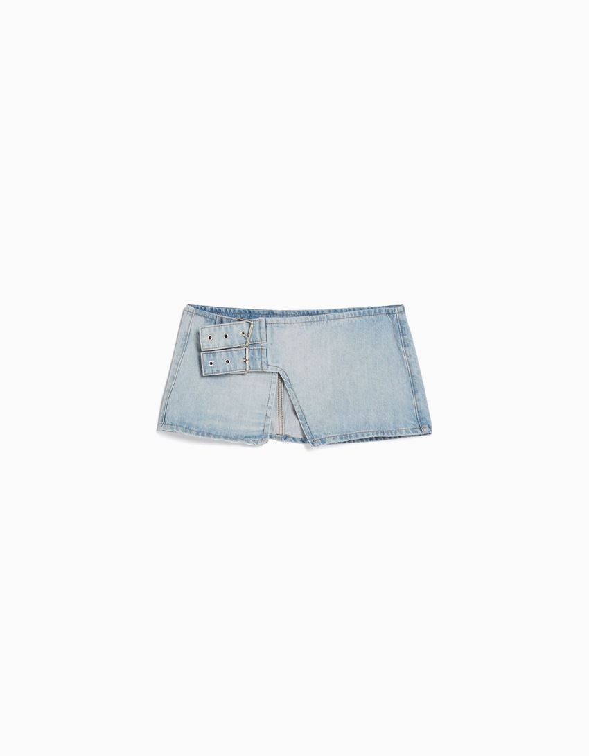 Cinto de saia jeans com fivelas