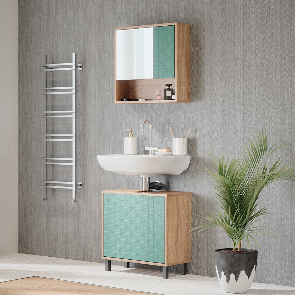 Vicco Badmöbel-Set Agasta sonoma, Badezimmerschränke 3D Optik