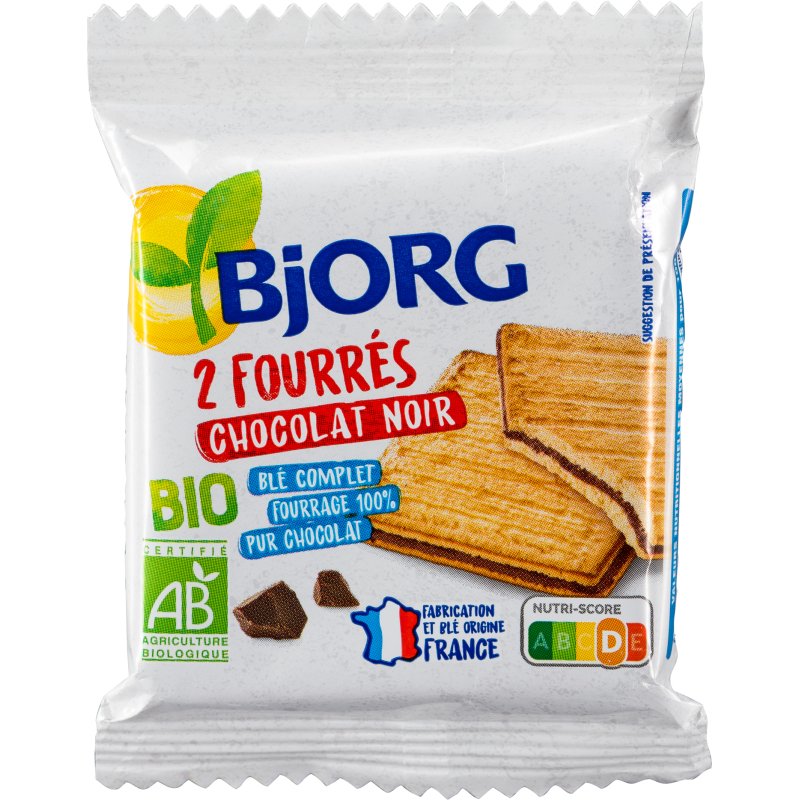 Fourrés chocolat noir Bio Bjorg x 2 - Étui de 50 g