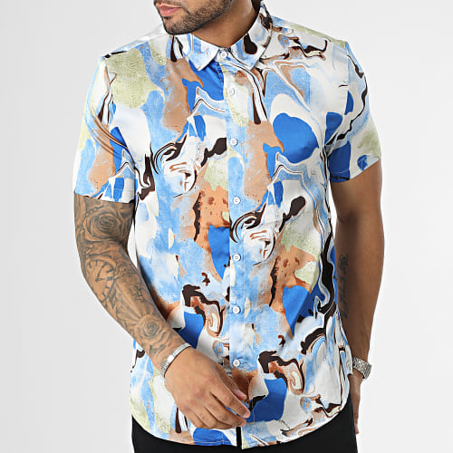 Chemise Manches Courtes Bleu Clair