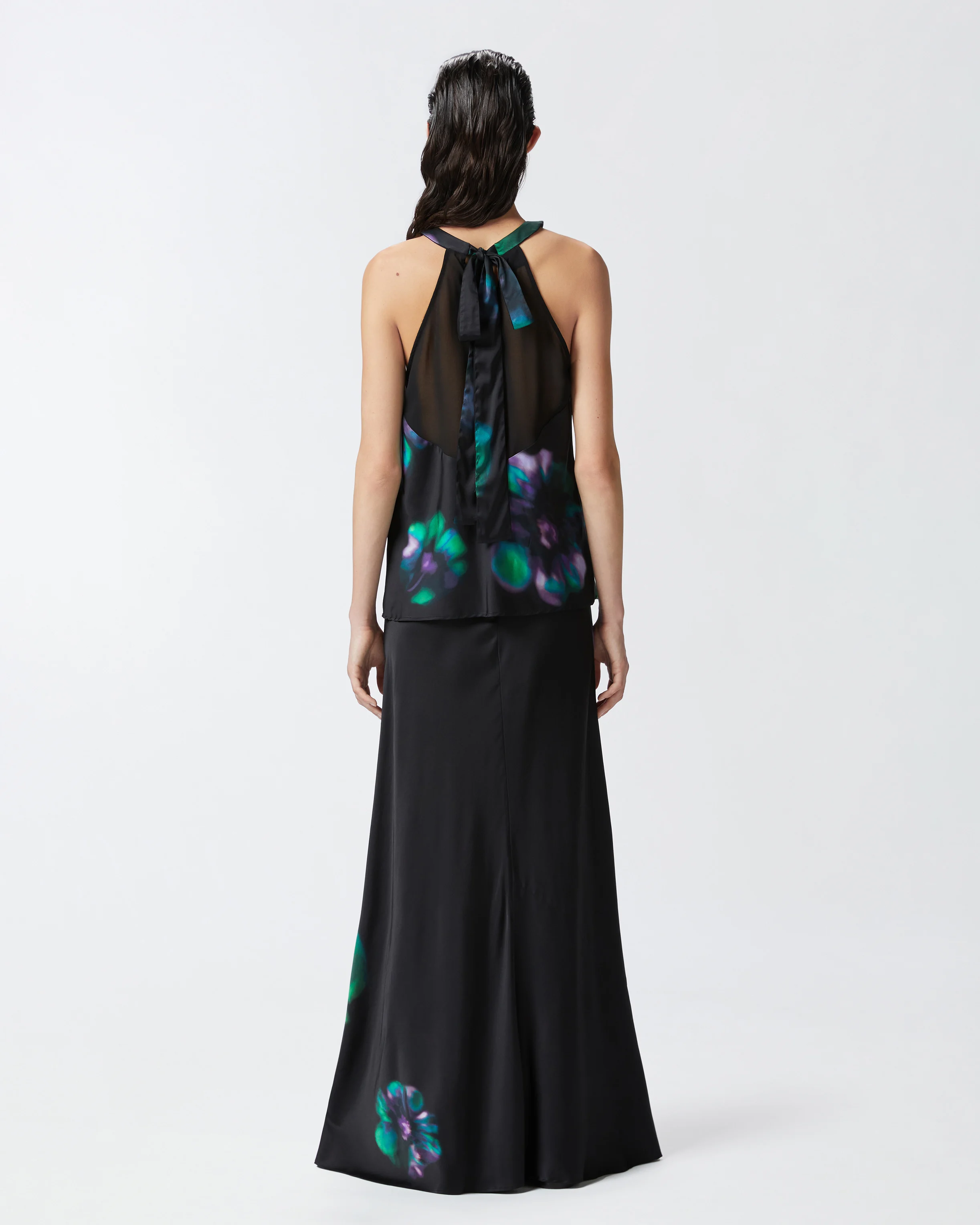 Top sans manches avec imprimé floral | Noir