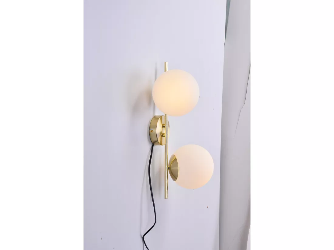 NETTLIFE Applique murale d'intérieur dorée - E27, éclairage mural, 2 ampoules (source de lumière non incluse)