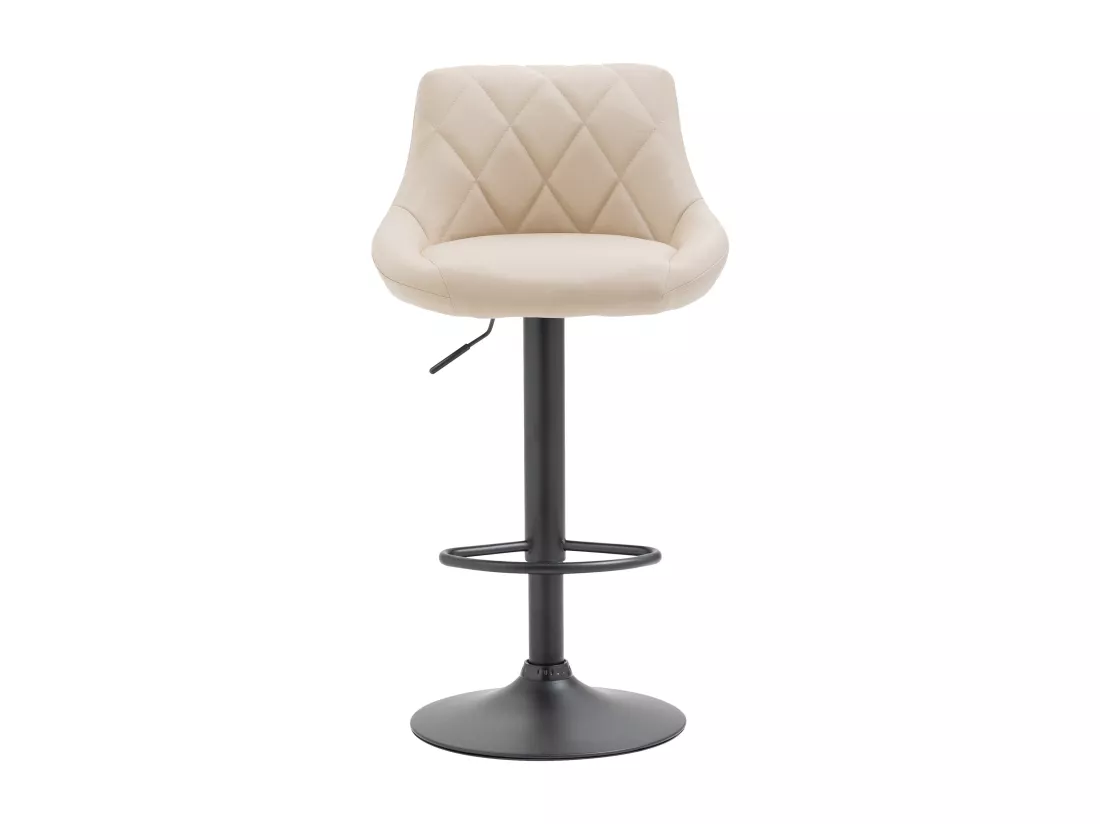 Tabouret de bar - Similicuir & Noir - Crème - Lazio