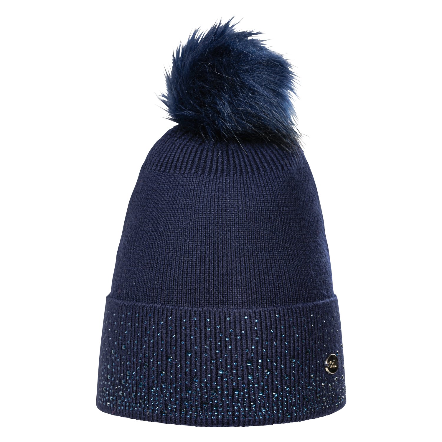 Cheval de Luxe Strickmütze mit abnehmbarem Bommel - navy - Einheitsgröße