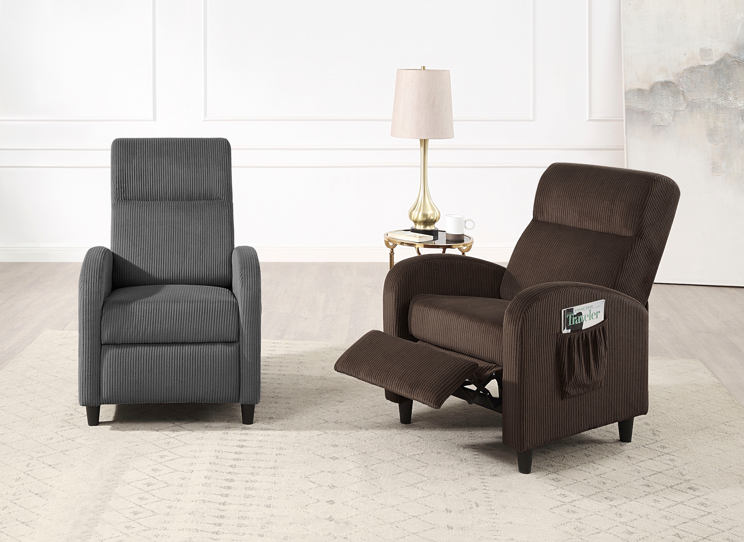ATLANTIC home collection Relaxsessel »Tom« mit Relaxfunktion, inklusive seitlicher Tasche, TV-Sessel mit Funktion
