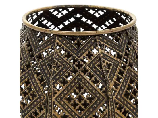 Bougeoir en métal doré 14x14x10.5h