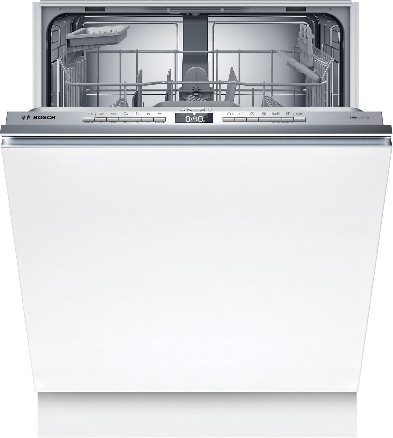 Bosch SBV4ETX08E, Serie 4, Smarter XXL-Geschirrspüler Vollintegriert 60 cm, Besteckkorb, Spülmaschine mit Programmassistent, sehr Leise, Rackmatic, Automatische Türöffnung, InfoLight, AquaStop