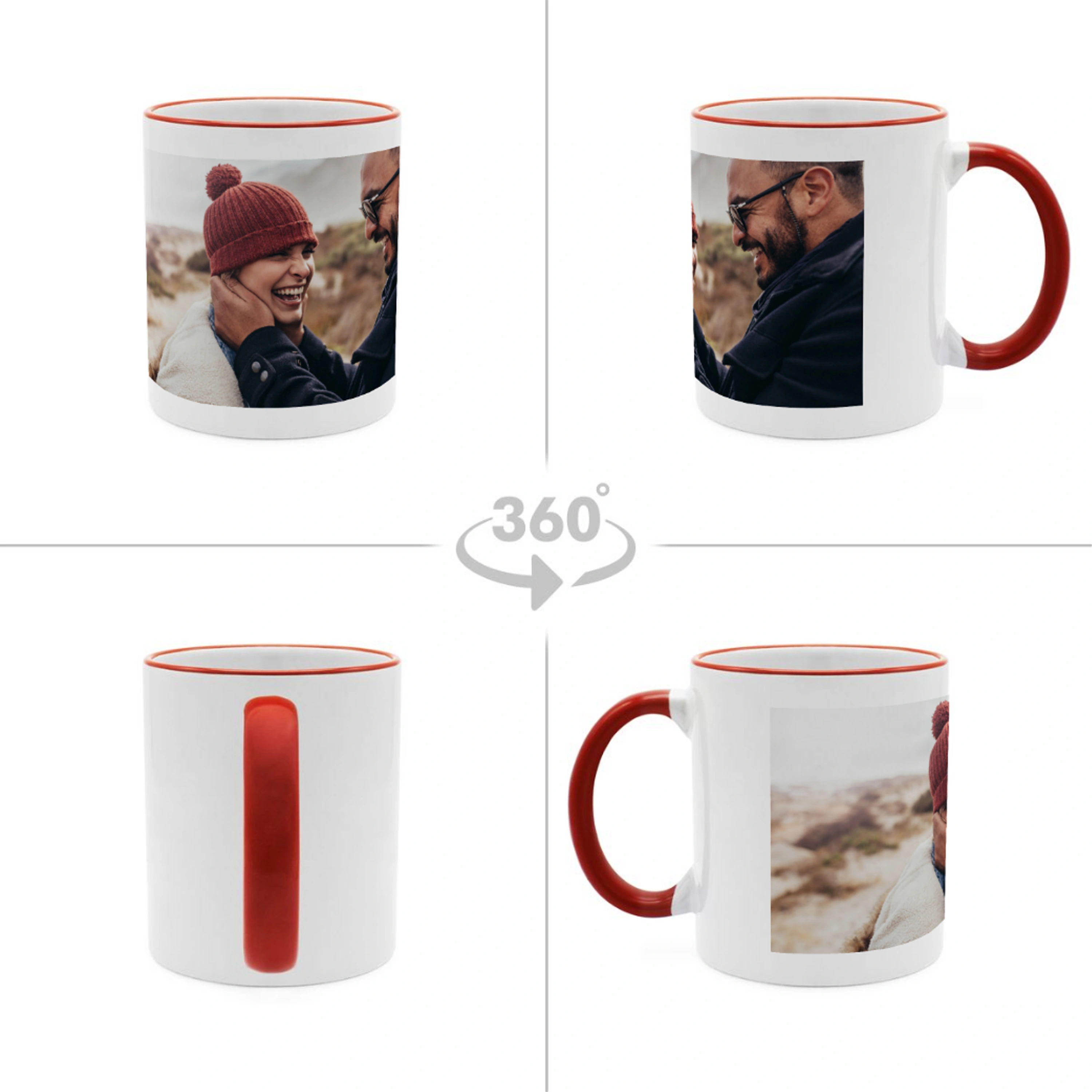 Kaffeebecher Color mit Foto selbst gestalten, 325 ml (Farbe: rot)