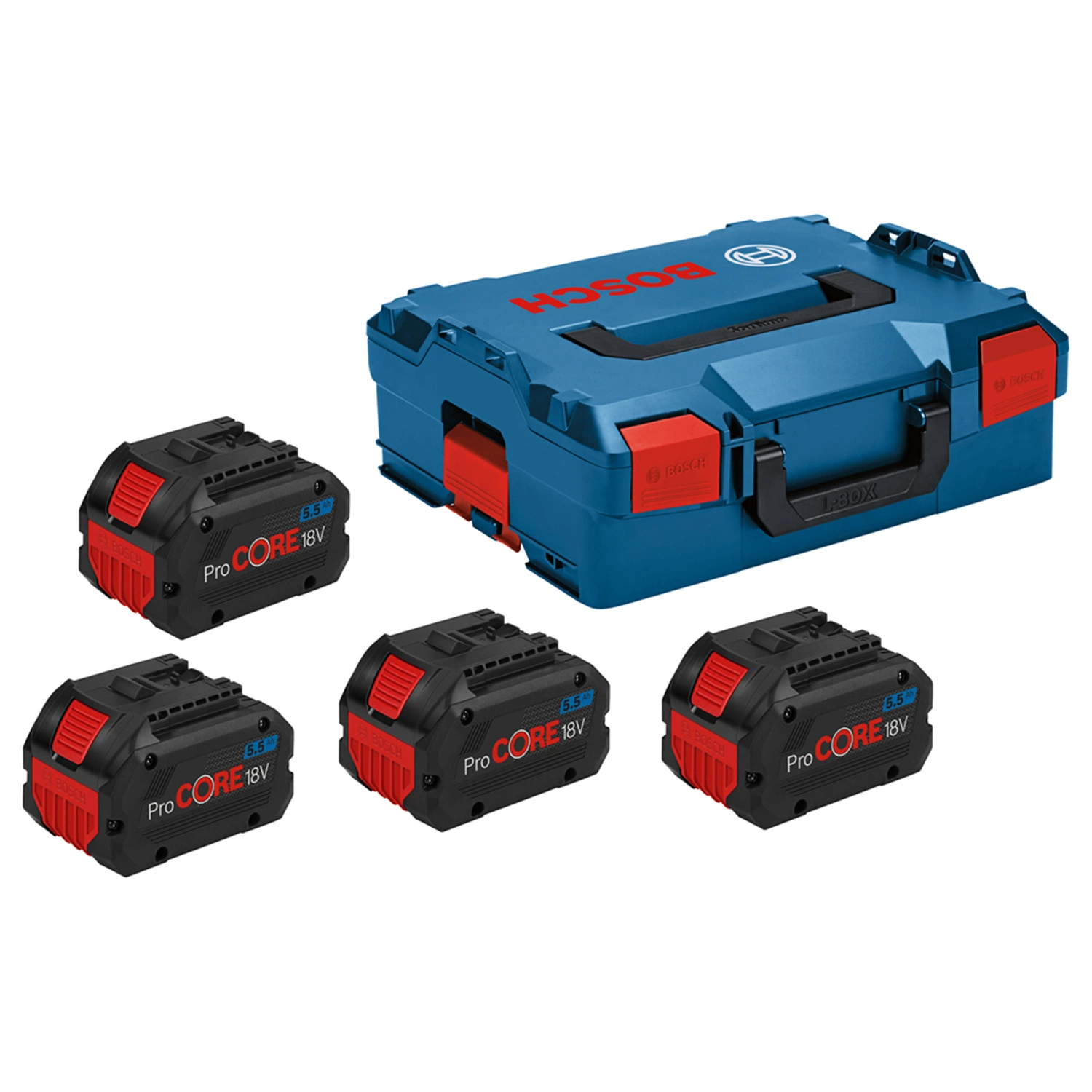 Bosch 1600A02A2U 4-delige Accu set in L-BOXX - 4x 18V 5.5Ah accu's