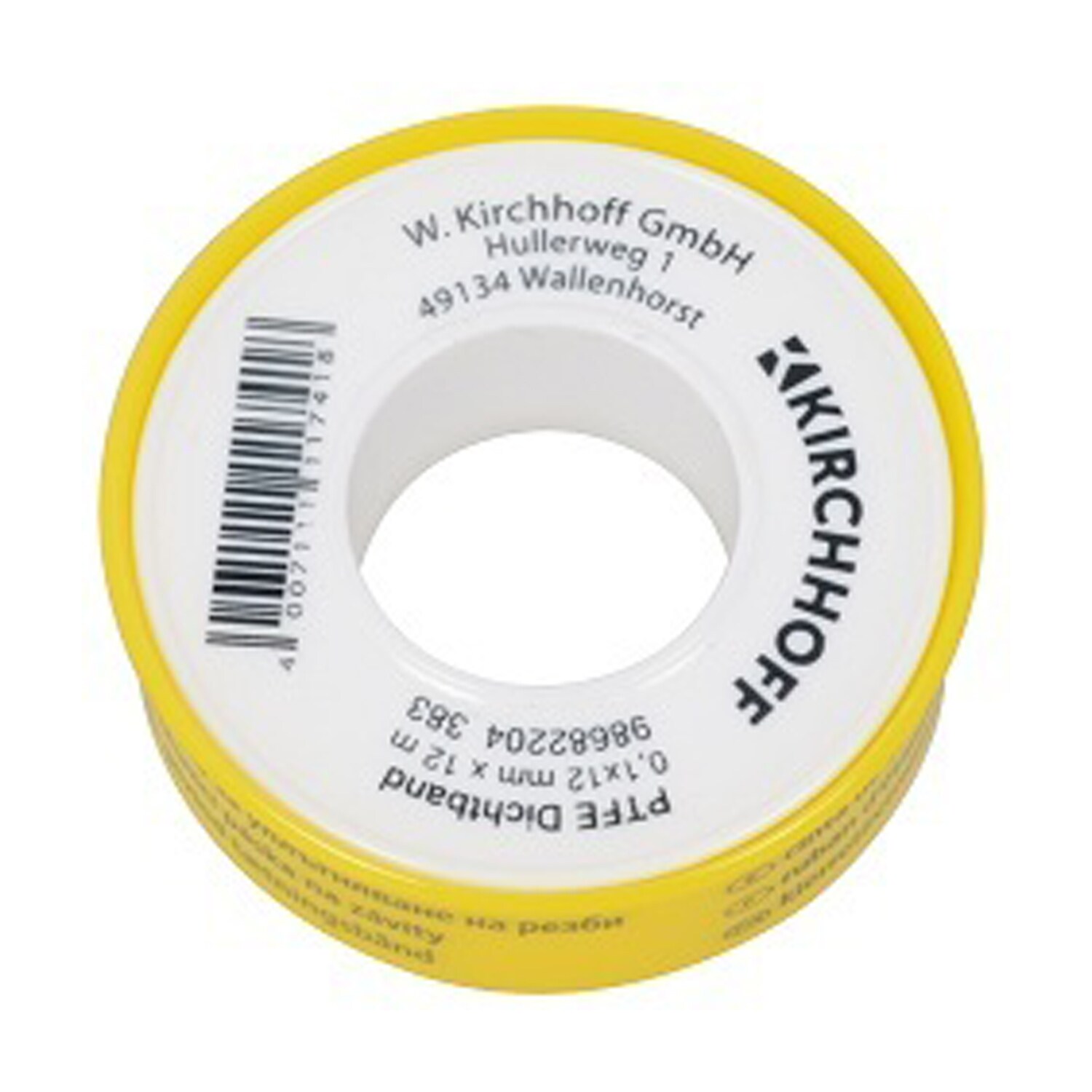 KIRCHHOFF PTFE Gewindedichtband 12 mm x 12 m, DVGW zertifiziertes Dichtband