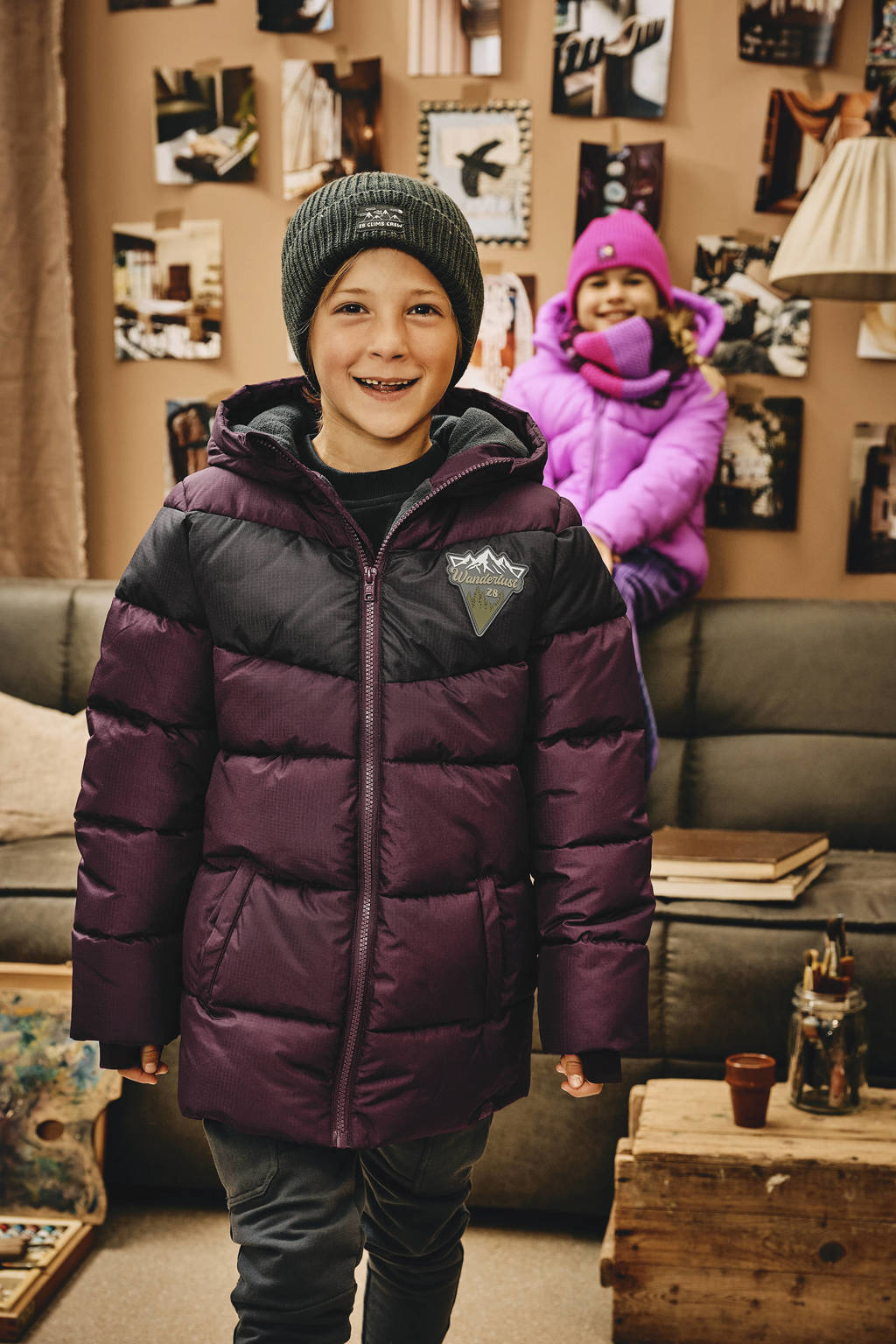 Z8 gewatteerde winterjas Bodi aubergine/zwart