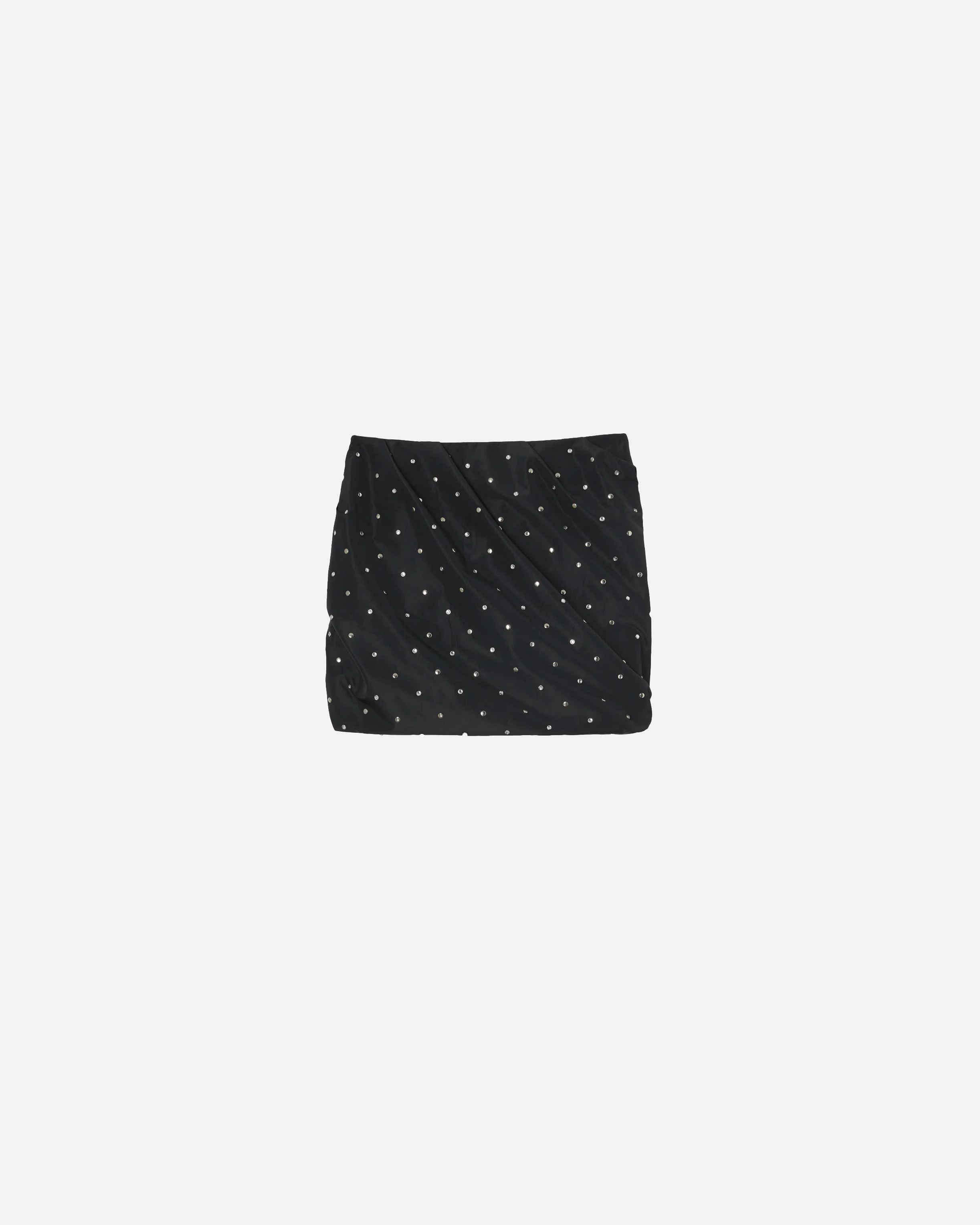 Mini-jupe froncée avec clous et strass | Noir