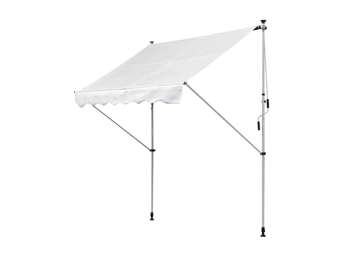 Store banne manuel rétractable 2L x 1,5l x 1,7-2,8H m inclinaison réglable installation rapide métal alu polyester blanc