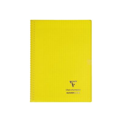 Clairefontaine Koverbook - Cahier à spirale polypro - A4 (21x29,7 cm) - 160 pages - grands carreaux (Seyes) - disponible dans différentes couleurs