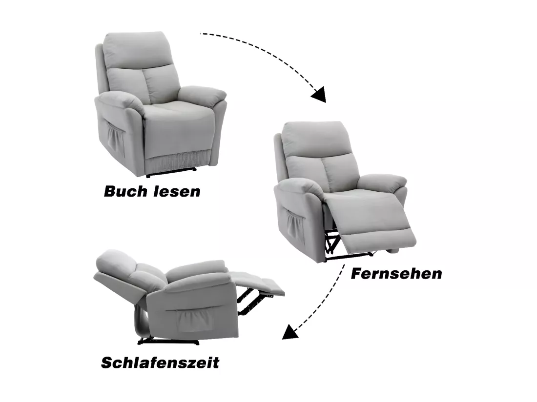 Fauteuil Relaxant avec Repose-Pieds, Pochette Latérale pour Salon