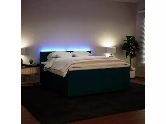 Sommier à lattes de lit et matelas bleu 180x200 cm velours