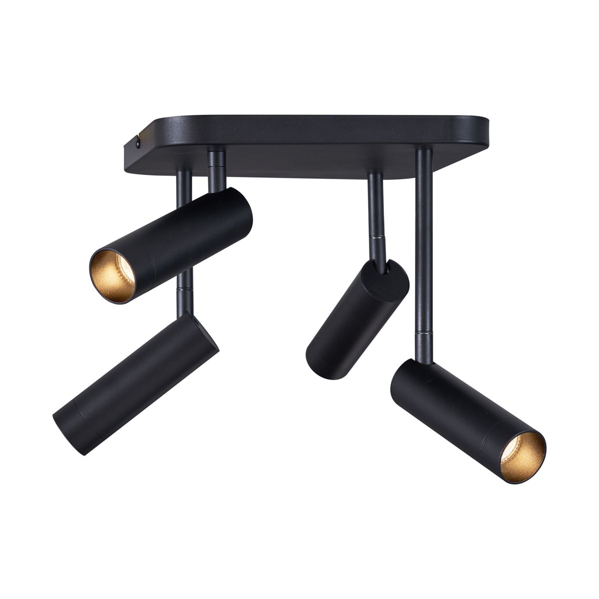 Afgeronde plafondspot zwart GU10 35mm 4-lichts draai- en kantelbaar - Kate