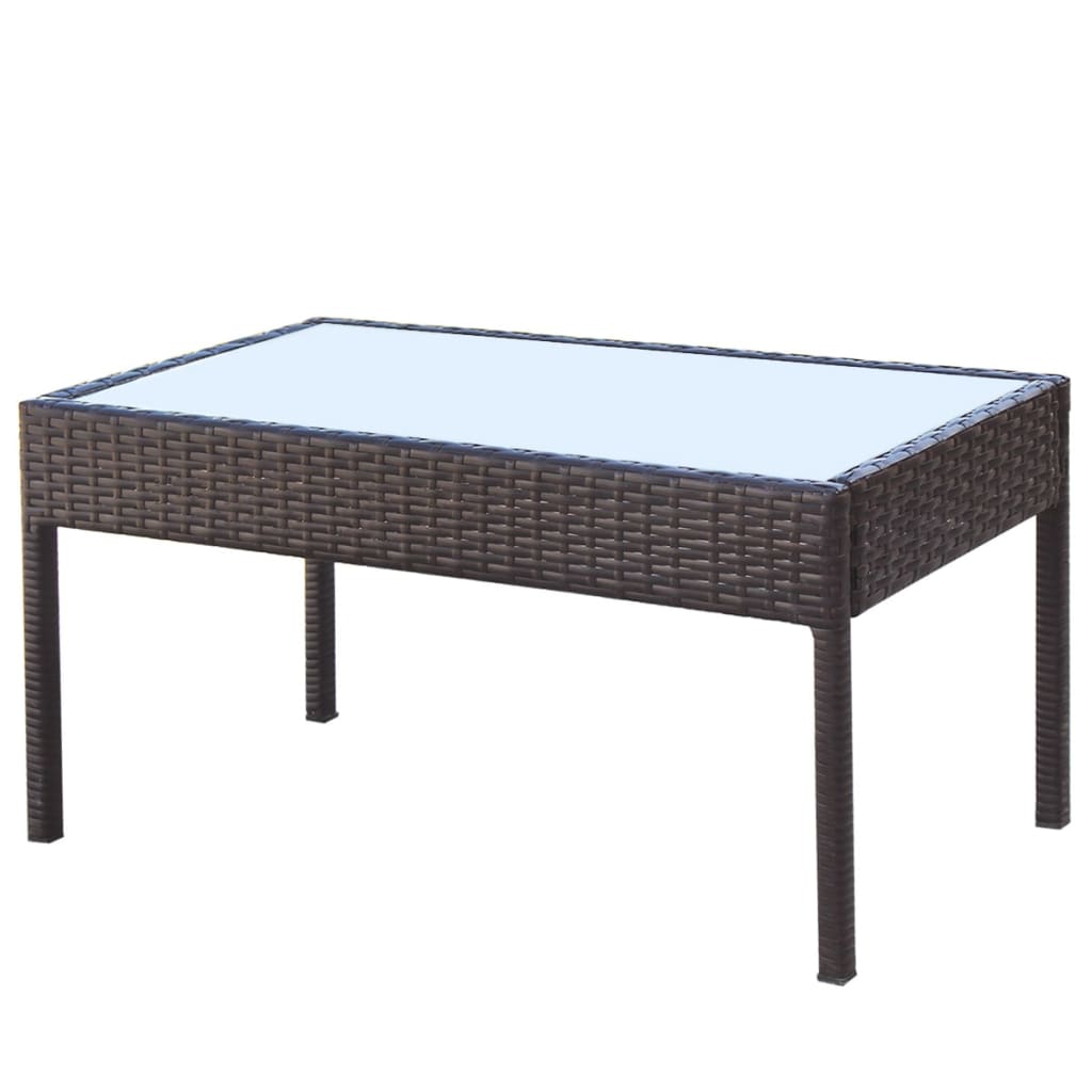 Salon de jardin meuble d'extérieur ensemble de mobilier 4 pièces avec coussins résine tressée marron