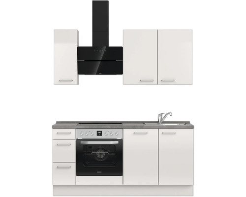NOBILIA keukenblok met apparatuur Urban 180 cm zijdegrijs hoogglans voorgemonteerde variant links 4004539009950