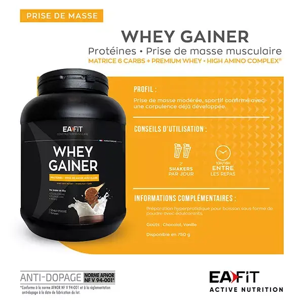 Eafit Whey Gainer Sabor Baunilha 750g