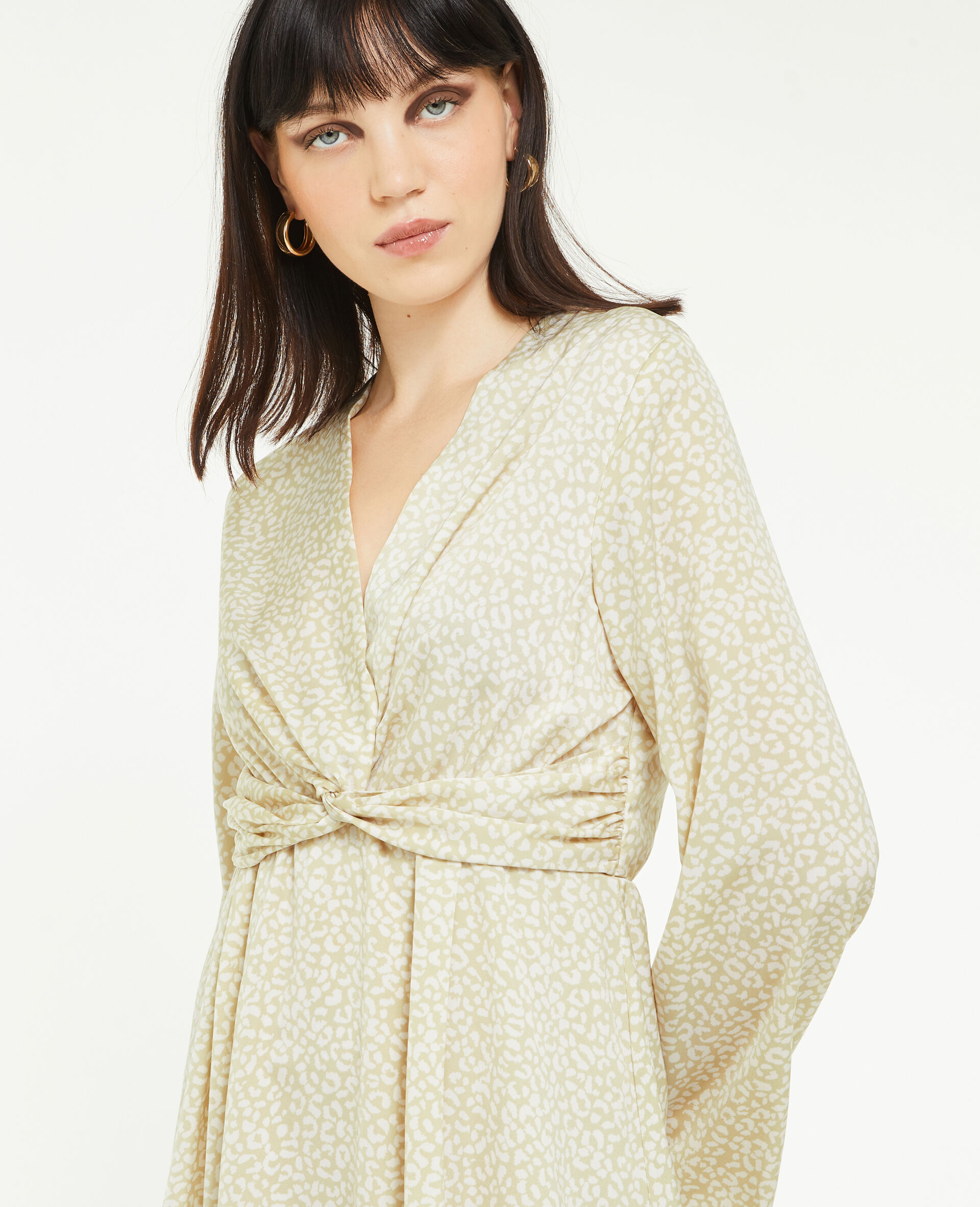 Robe courte cache-coeur - Vert kaki