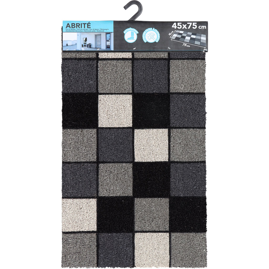 Tapis d'entrée carreaux gris 45x75cm