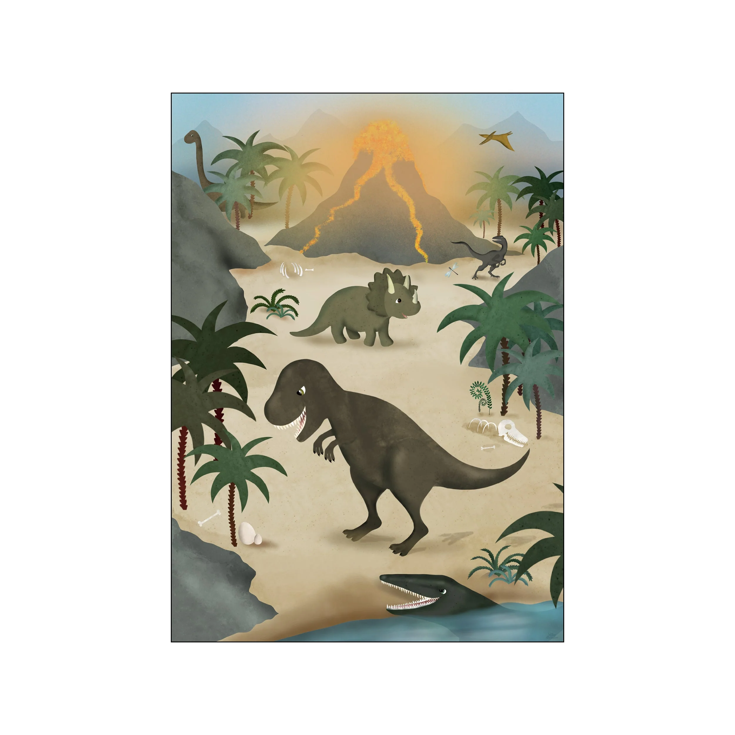 Poster & Frame  Willero Illustration Dinoer plakat