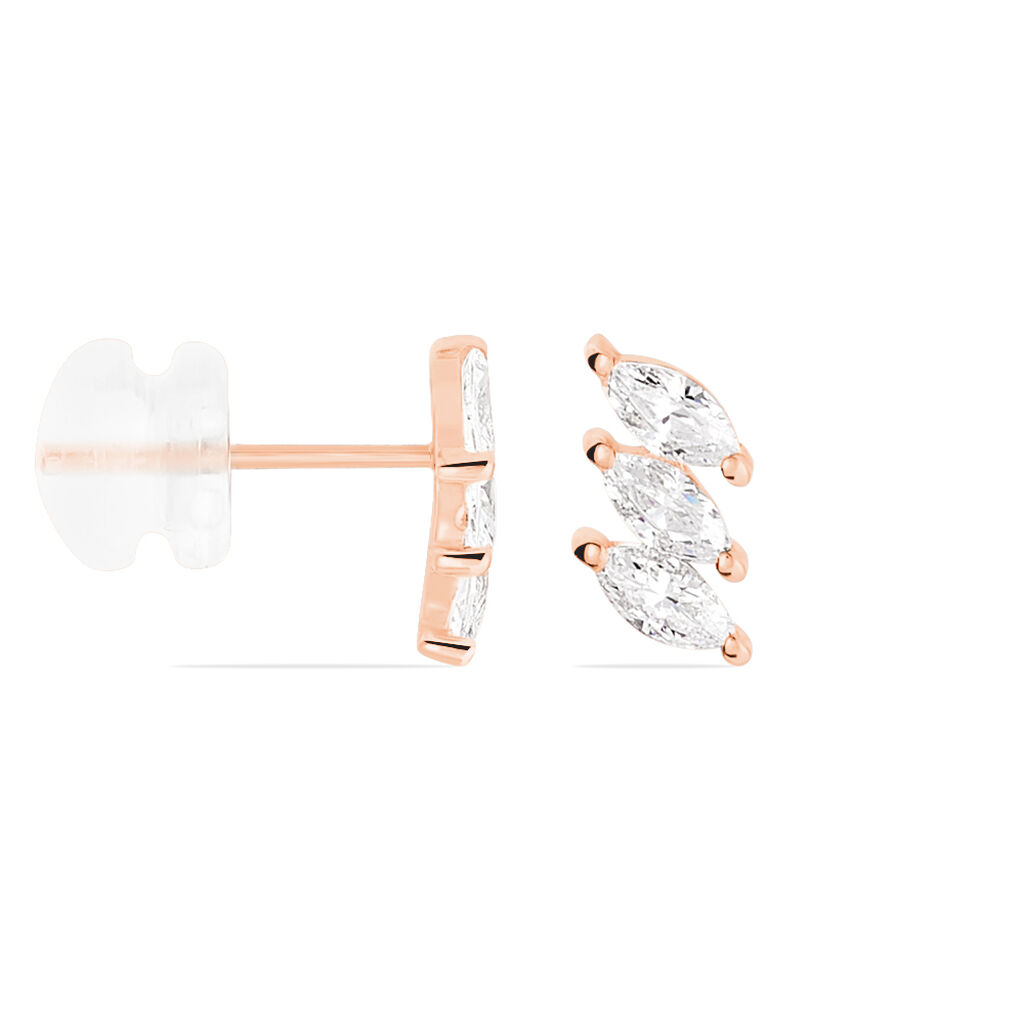 Boucles D'oreilles Puces Edma Or Rose Oxyde De Zirconium