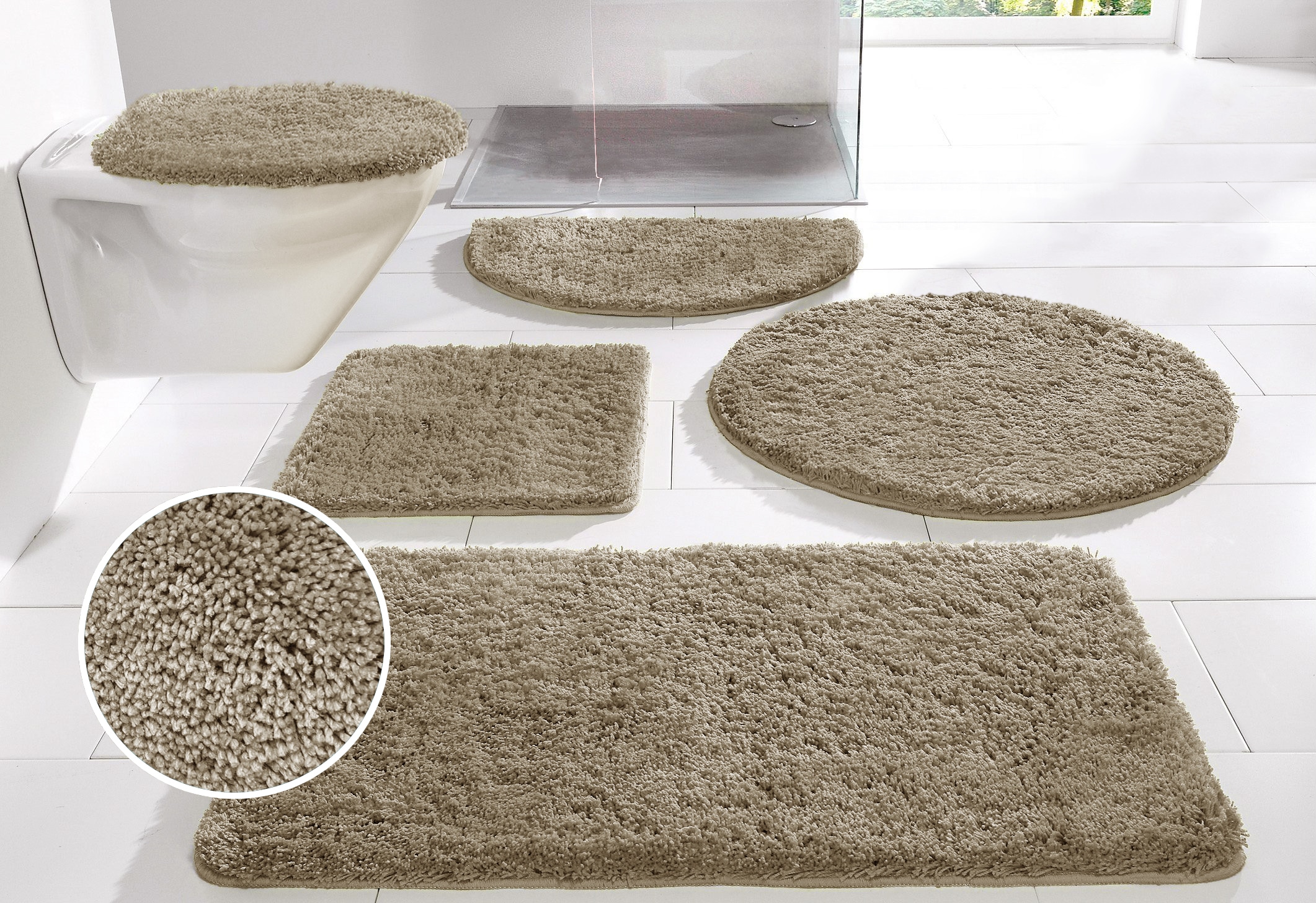 my home Badematte »Inga, Badezimmer Teppich, Badvorleger« Höhe 20 mm rutschhemmend beschichtet fussbodenheizungsgeeignet | schnell trocknend | strapazierfähig Badteppich, unifarben, weich, als halbrund und rechteckig erhältlich