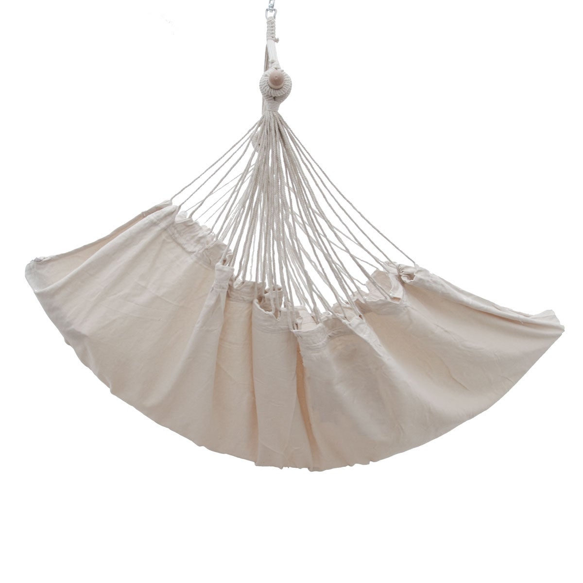 Liggende hangstoel 220x120cm in beige + zijvak en kussen