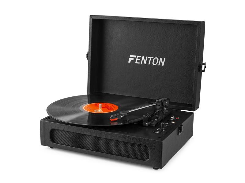 Fenton Plattenspieler mit Bluetooth RP118B Schwarz Hochwertiger Plattenspieler im Kofferdesign