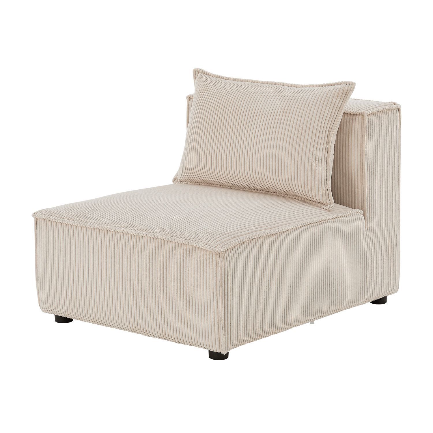 Juskys modulares Sofa Domas M - Couch Wohnzimmer - 3 Sitzer mit Lehnen & Kissen - Cord Beige
