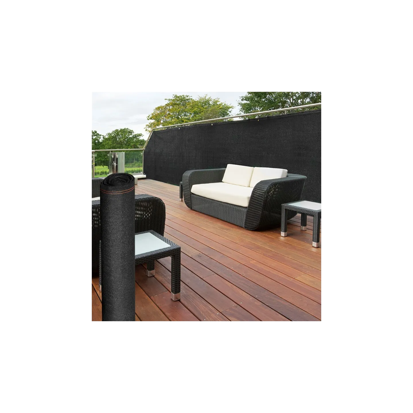 Brise vue renforcé 1,8 x 10 M noir 220 gr/m² luxe PRO