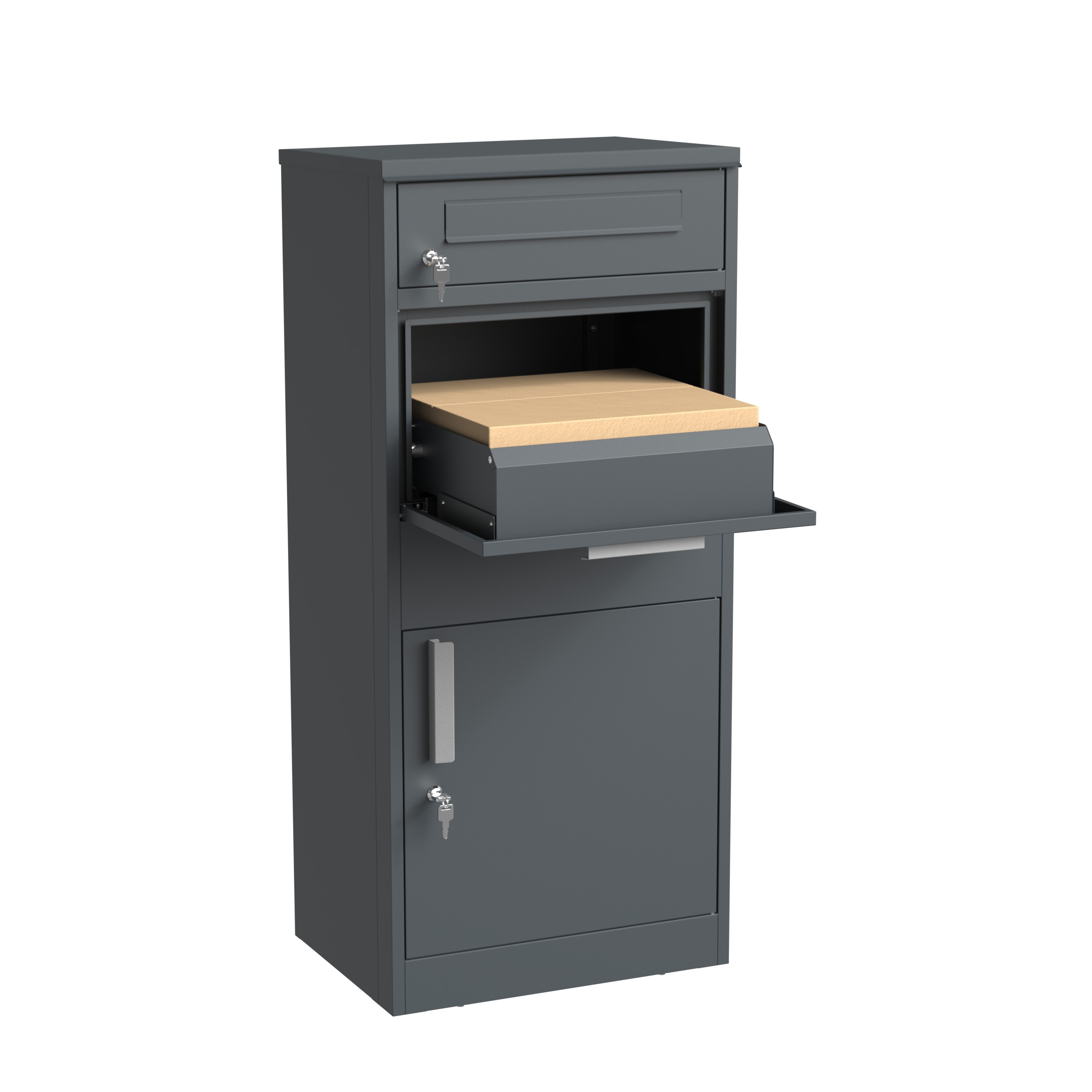 Briefkasten mit Paketbox 50 x 112 cm anthrazit