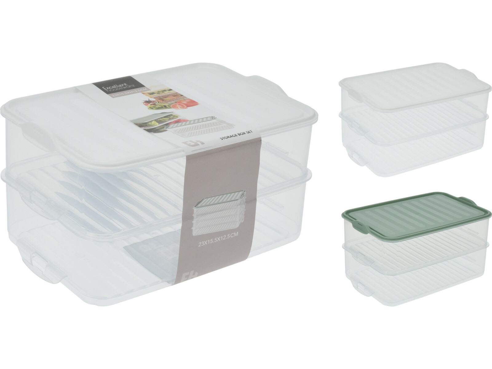 CONJUNTO DE 2 CAIXAS PARA CONSERVAÇÃO 23X15.5X12.5CM CORES SORTIDAS